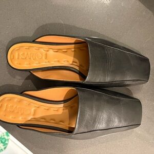 Black Mules and Clogs with Square Toe Design